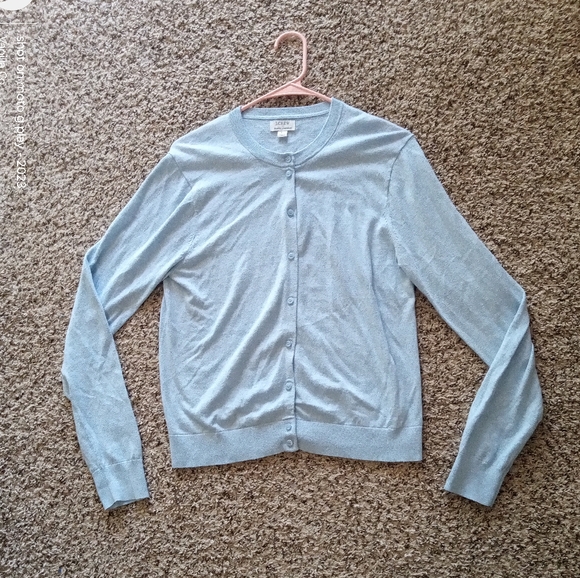 J.Crew Classic Cardigan Blue Size Large - Picture 2 of 6